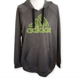 Adidas Men's Dark Gray Hoodie with Neon Accents Sz.L EUC.